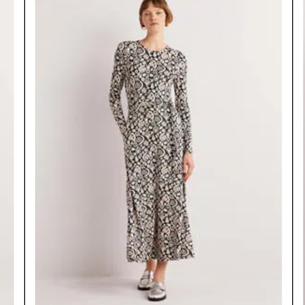 Boden Jersey Long Sleeve Midi Dress Paisley Floral Print Stretch D0433 Size 6P